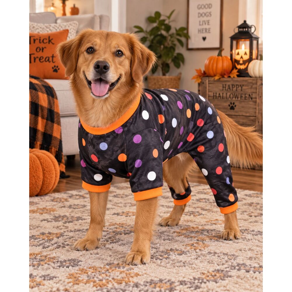 Halloween Polka Dot Dog Costume Onesie, Medium, Fits 16–20"
